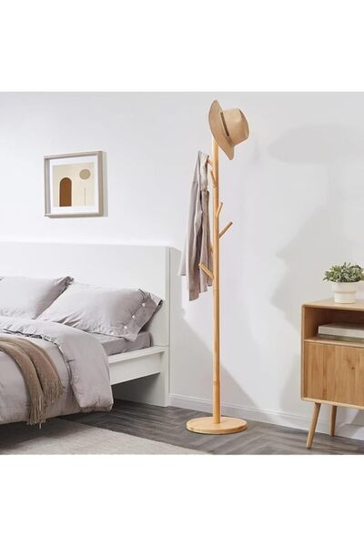 Generic Wooden Coat Rack Freestanding Coat Tree, Clothes Rack Stand, Solid Wo...