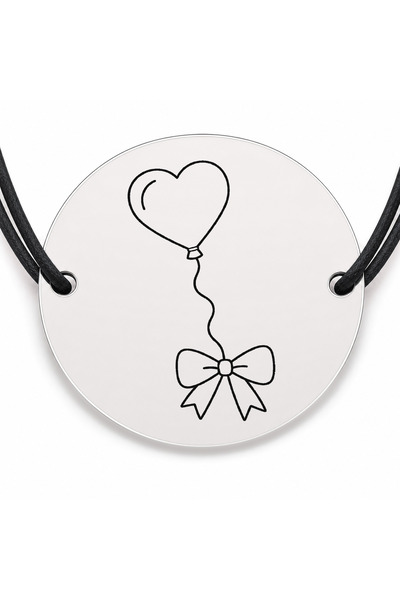 Simoshop Brățară argint 925 cu bănuț gravat balon inimă cu fundiță, șnur negr...