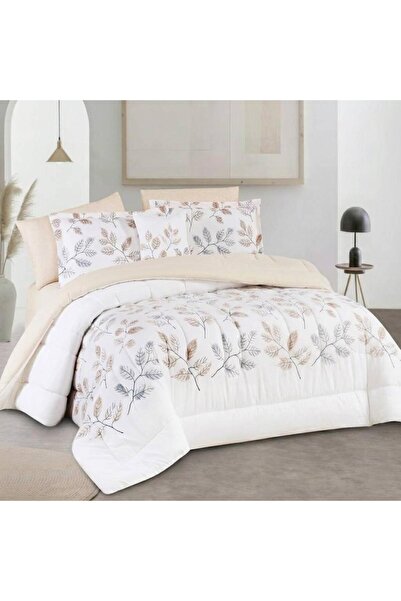 Alhabib bedding مفرش صيفي مزدوج أبيض و بيج متعدد الالوان يناسب سربر مقاس 200x...