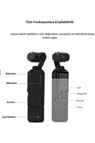 DJI Osmo Pocket 3/4 Aksesuar Seti (Silikon Kılıf, El Bilekliği, Lens Koruyucu ve Ekran Koruyucu)