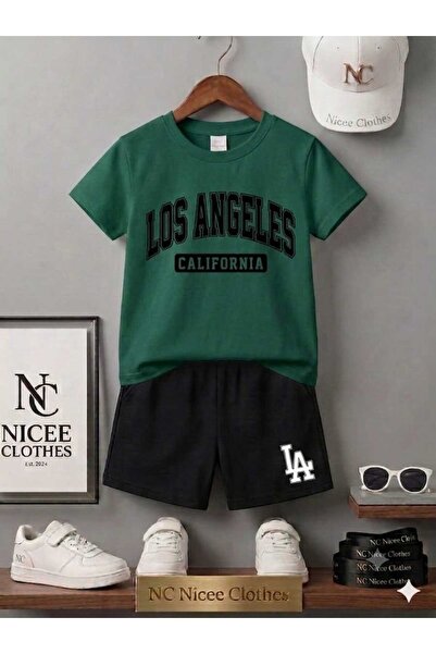 Leto Lykia Summer Children's T-Shirt Shorts Unisex (Black with La Losangelis ...