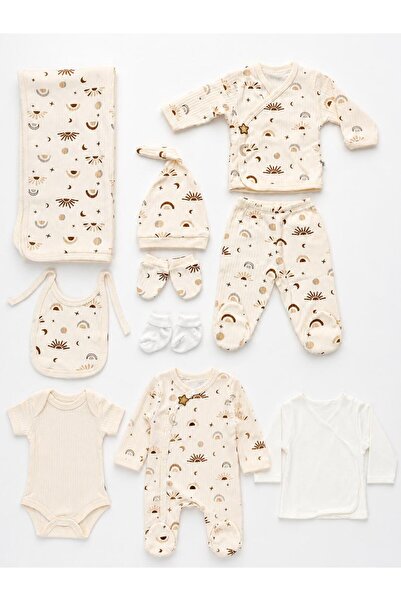 Oz Baby Newborn Hospital Release 10 Piece Star Moon Patterned Cotton Baby Set...