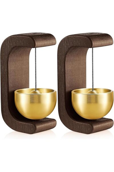 Generic Magnetic Wooden Wind Chime Doorbell, 2 Pcs Black Walnut Shopkeepers B...