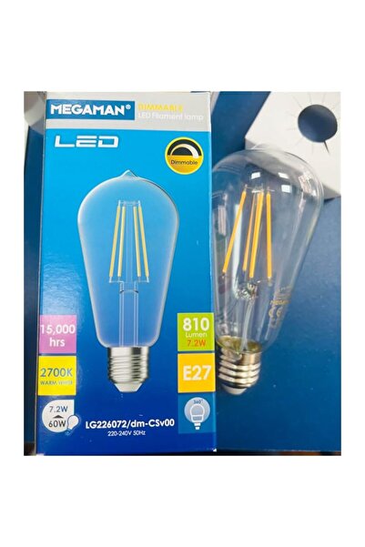 Generic Megaman Led 7.2w Filamint Dimmable 2700k E27 Vintage 1906