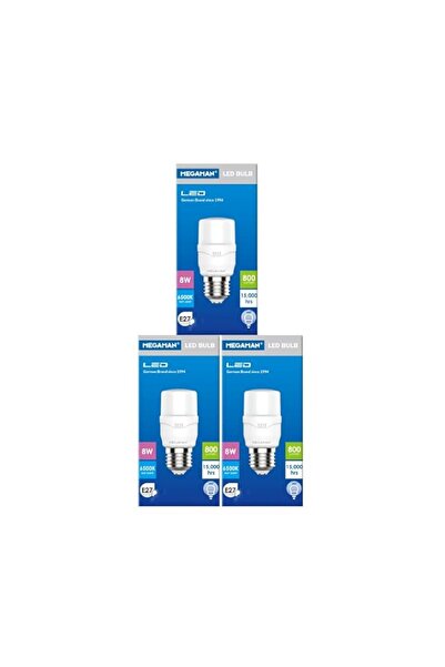 Generic Megaman Led 8w 6500k Day Light E27 HalfStick (pack of 3)