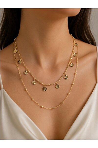 mibrillo Double Necklace Set with Sequin Necklace and Dorica Necklace