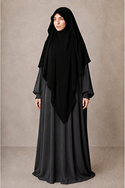 MERVERA Gölgeli Medine İpeği Sufle Eşarp khimar / tesettür hazır bağcıklı eşarp