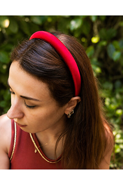 ByMerve Bym Cherry Red Satin Thin Soft Women's Hair Crown Daily Stylish Acces...