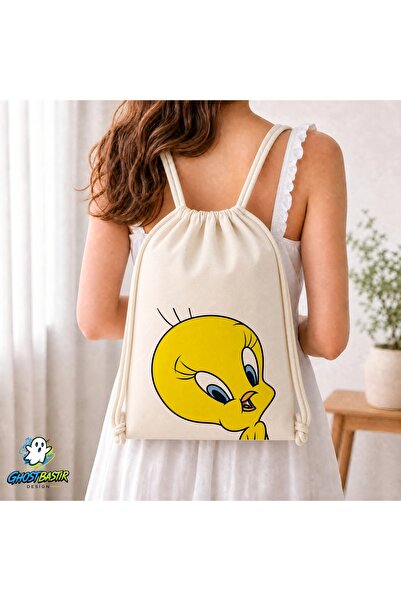 Ghostbastır Design Tweety Drawstring Linen Bag C356
