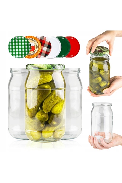 SuperButelki Set Borcane din Sticla cu Capac Etans, 815 ml, Transparent, Desi...