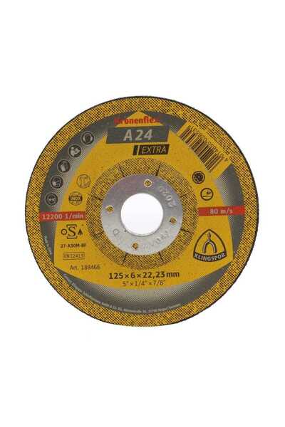 OEM Metal polishing disc, Klingspor A 24 Extra, 125 x 22.23 x 6 mm