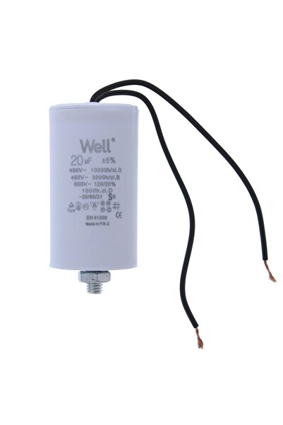 OEM Motor capacitor 400V, Well, 20 microfarads, with wire