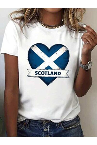 26LIK Women'S Casual T-Shirt Crew Neck-Shirt Featuring A Heart Print Of Scotl...