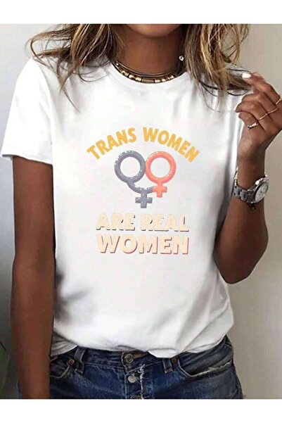 25W Casual T-Shirt Crew Neck-Shirt Featuring A Transgender Symbol, Spring And...