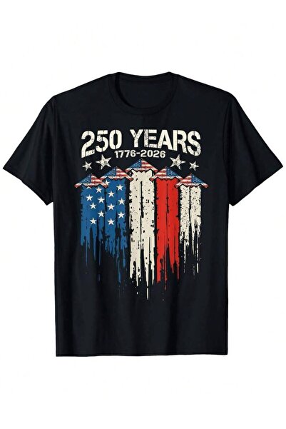 kai22 250th USA Anniversary Tee 1776-2026, Retro Round Neck Top, 250 Years In...