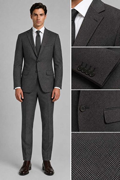 Cambridge Slimfit Siyak Dokulu Takım Elbise Beden:46-48-50-52-54-56-58