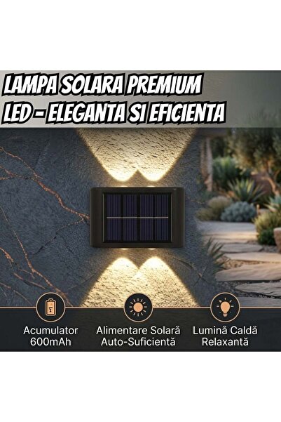 Generic Set 4 Lămpi Solare de Exterior, Iluminat Fațadă Up-Down, IP65, Negru,...