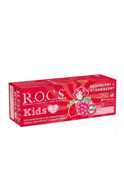 Rocs Kids معجون أسنان فروتي للأطفال من 4-7 سنوات 35 مل (التوت والفراولة)