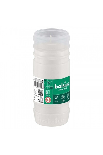 Bolsius Set 4 x Candela Rezerva Nr. 3 DNI Premium, Timp Ardere 68 Ore, Alba