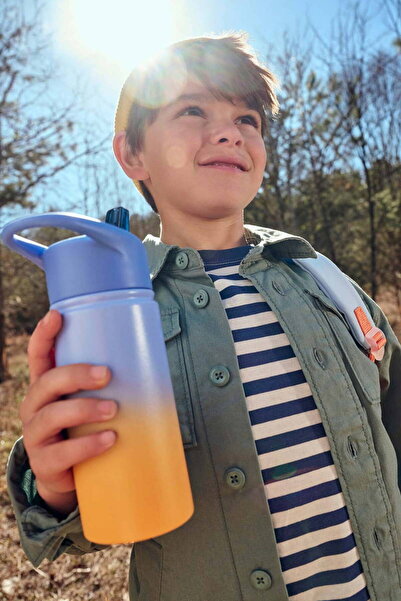 Skip Hop Wander Stainless Steel Water Bottle with Straw Blue