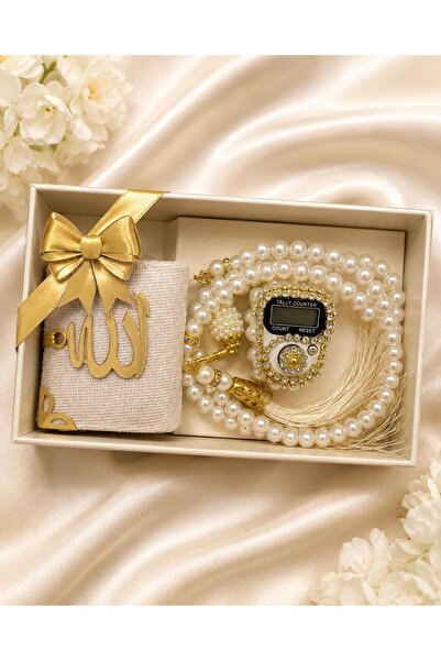 A&Ç SHOP Pearl Prayer Beads, Zikirmatik and Mini Quran Set