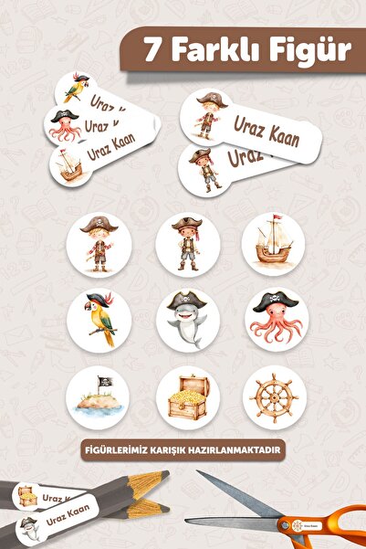 MSticker 190 Adet Kişiye Özel Okul Etiketi İsimli Kalem Defter Suluk Etiket Dayanıklı Etiket Korsan