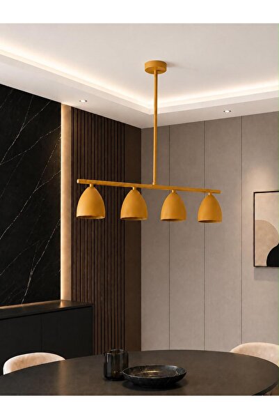 avizade ALENA Eskitme Metal 4'lü Sıralı Avize – Modern Yemek Masası Avizesi, ...