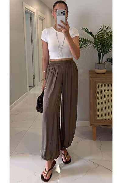 My Blog Khaki Satin Shalwar Trousers - Dp261051