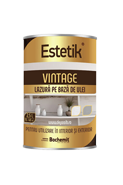 Estetik Vintage Lazura lemn 2.5L ALB, protectie UV