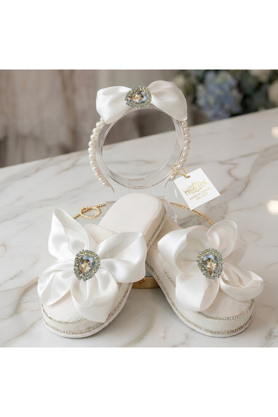 pegu baby collection Pegu Crystal Stone Satin Bow Mother-Of-Pregnancy Slipper...