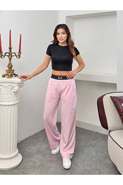 TrendButikBurada Elastic Waist Wide Leg Comfortable Cut Sweatpants