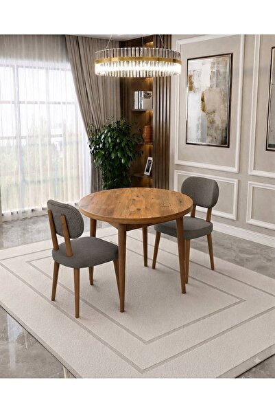 UZMHOME 80 x 80 2 Sandalyeli Mutfak Masa Takımı Atlantik Çam Sabit Masa