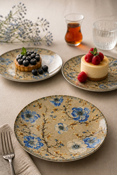 Heda Porselen Gökçe 6-Piece Porcelain Cake Set