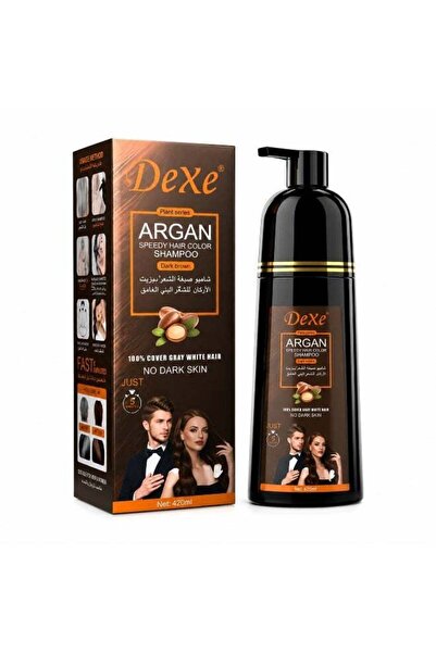 Dexe Argan Speedy Hair Color Shampoo, Dark Brown, 420ml