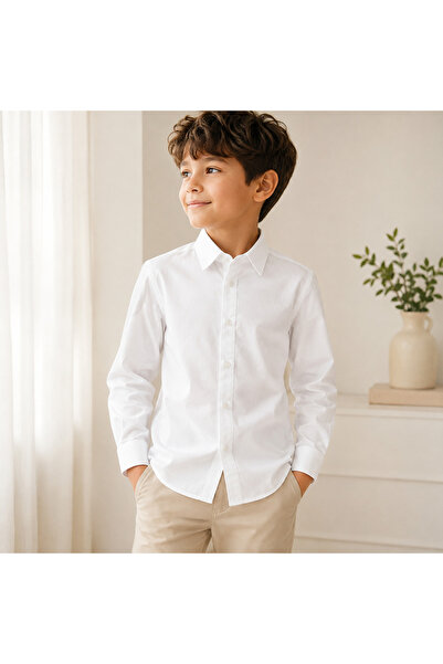 TA&CE TACE KIDS Erkek Çocuk Uzun Kollu Klasik Okul Gömleği 8- 16 Yaş