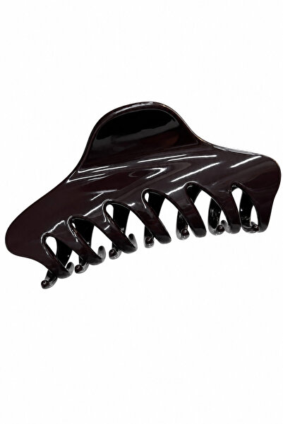 Jack Ferrero Shiny Dark Brown Oversized Hair Claw Clip - Stylish and Convenient