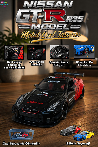 Brother Toys Nissan Gtr R35 1:24 Model Car Metal Body Detailed Design in Spec...