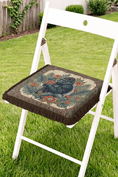 Realhomes Gorilla Figured Floral and Leaf Patterned Fringed Zippered Chair Cu...