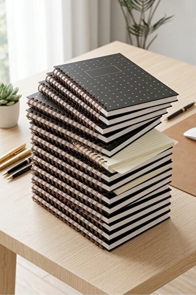 Popilero 10-Pack Gilded Dotted Black Hard Cover Notebook