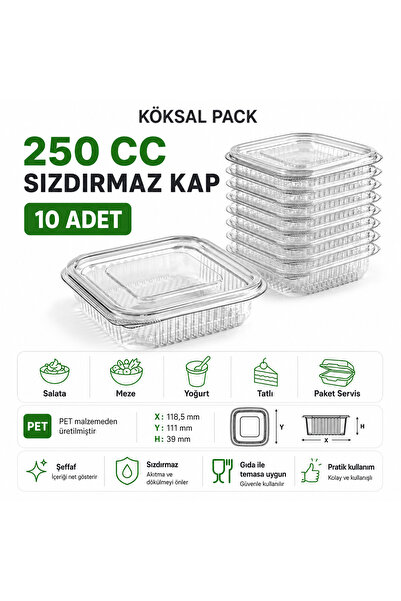 Köksal Pack 10Pcs 250 Cc Leakproof Container Transparent Pet Food Container S...