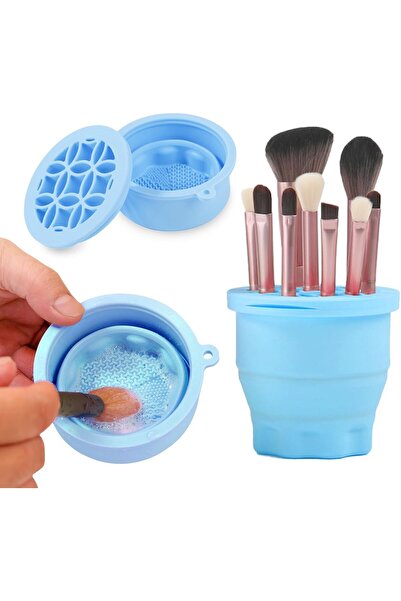 SYOSI Makeup Brush Cleaning Bowl, 2 In 1 Foldable Silicone Portable Brush Was...