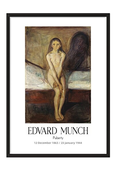 Postifull Edvard Munch - Pubertatea, Tablou înrămat negru, Seria de artă NR:1...