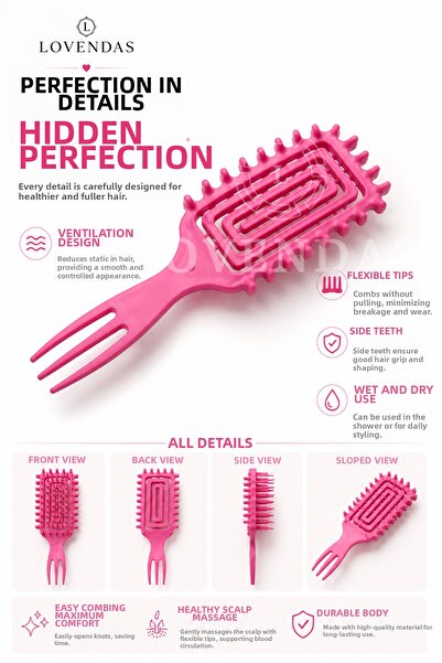 Lovendas 3-Sided Curl and Styling Comb Special for Curly Hair
