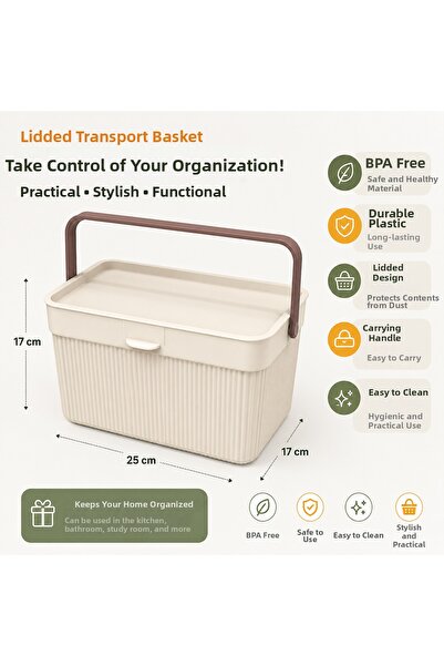 Clinica Organizer with Lid, Carrying Basket, Multi-Purpose Organizer Box