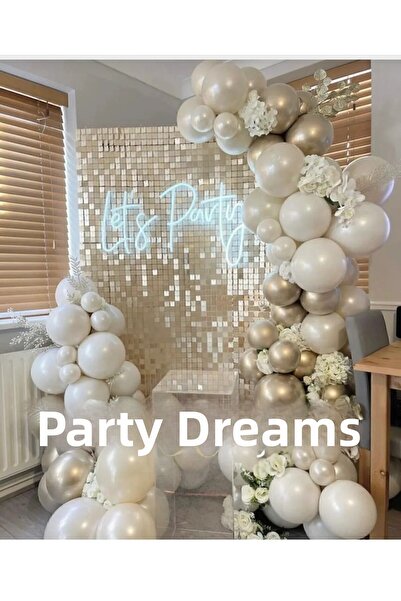 Parti Düşleri Birthday - Engagement - Celebration Balloon Chain Set White Ret...