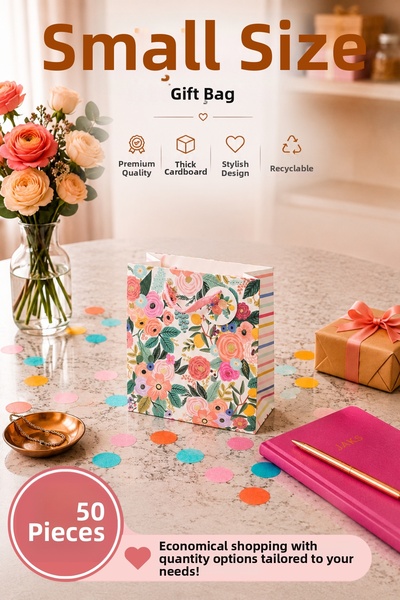 Daks 50 Pcs (15.4 X 18.4 X 7.6 cm) - Pastel Pink Floral Small Size Cardboard ...