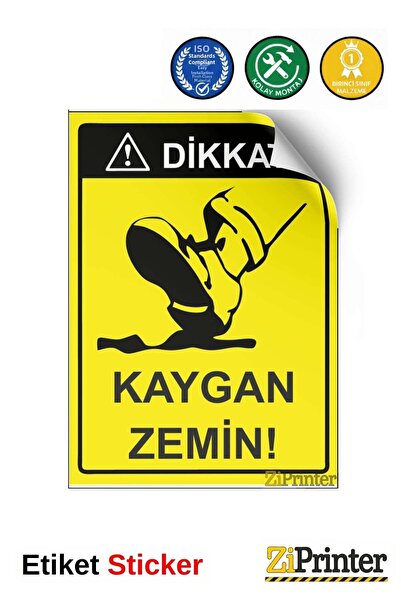 ZiPrinter انتبه! ملصق لافتة تحذيرية للأرضيات الزلقة 70x100 سم