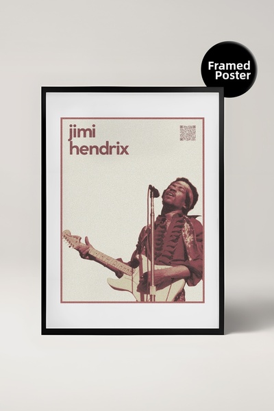 House Gorgeous Jimi Hendrix Qr Code Music Giants Collection Black Framed Desi...