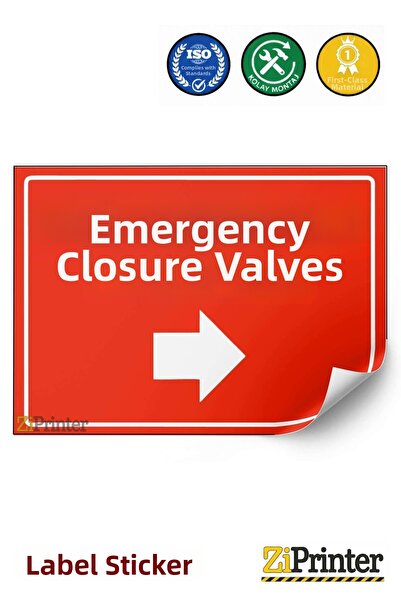 ZiPrinter Emergency Shut-Off Valves Isg Warning Sign Sticker 15X21 cm