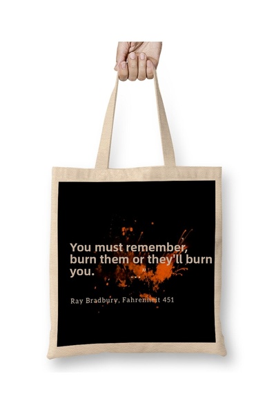 dekado حقيبة قماش Dystopian You Must Remember To Burn Them Quote بمقبض طويل